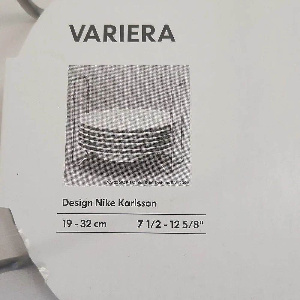 Ikea Variera Adjustable Plate Holder Organizer. Size 7.5 - 12.5/8